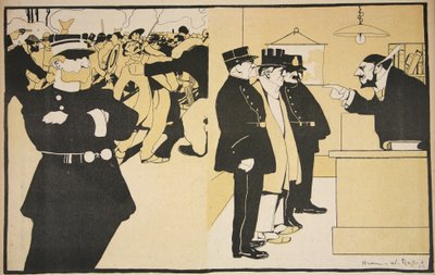 「バタープレート：警察」のイラスト、1903年5月23日 作： Georges d